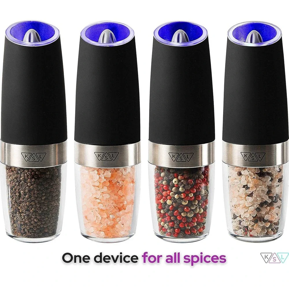 KSL Electric Gravity Grinder Set Automatic Salt Pepper Grinder LED Light‎